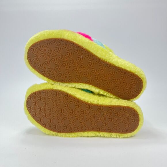 UGG Fluff Yeah Green Multicolor Slide Slip On Slippers 1116570K Youth Size 4 - Picture 9 of 10